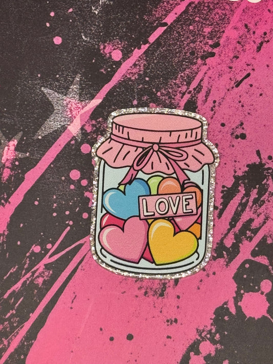 Colorful Hearts into a Jar