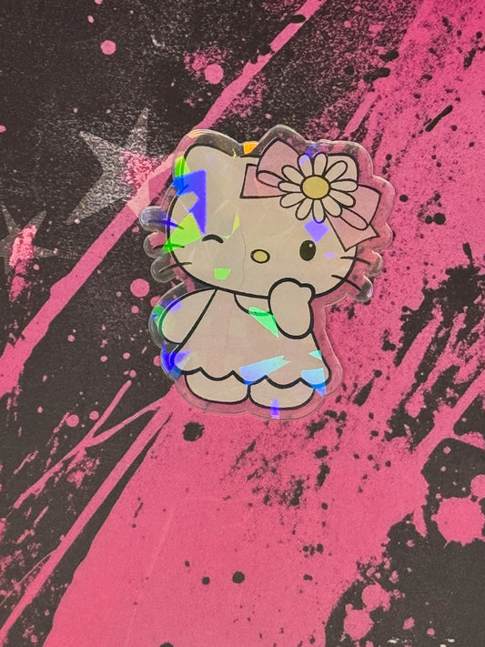 Holographic HK with pink bow