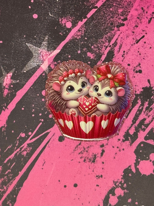 Cutesy Twin Hedgehog Cupcake